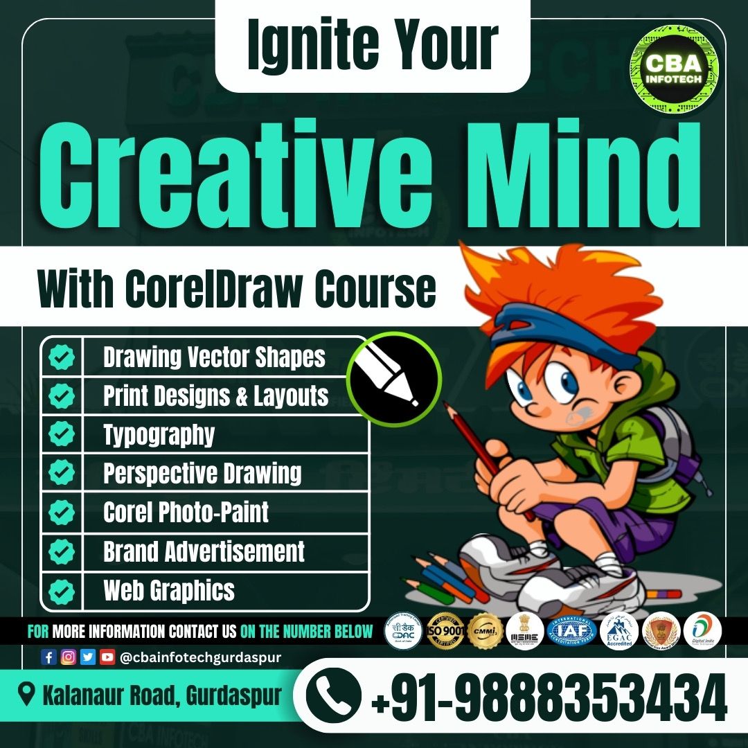 Corel Draw At CBA Infotech Best It Insitute in gurdaspur