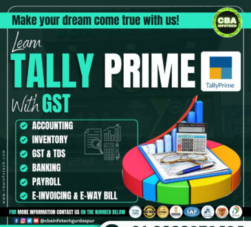 Tally with GST At CBA Infotech Best Coaching Insitute In Gurdaspur