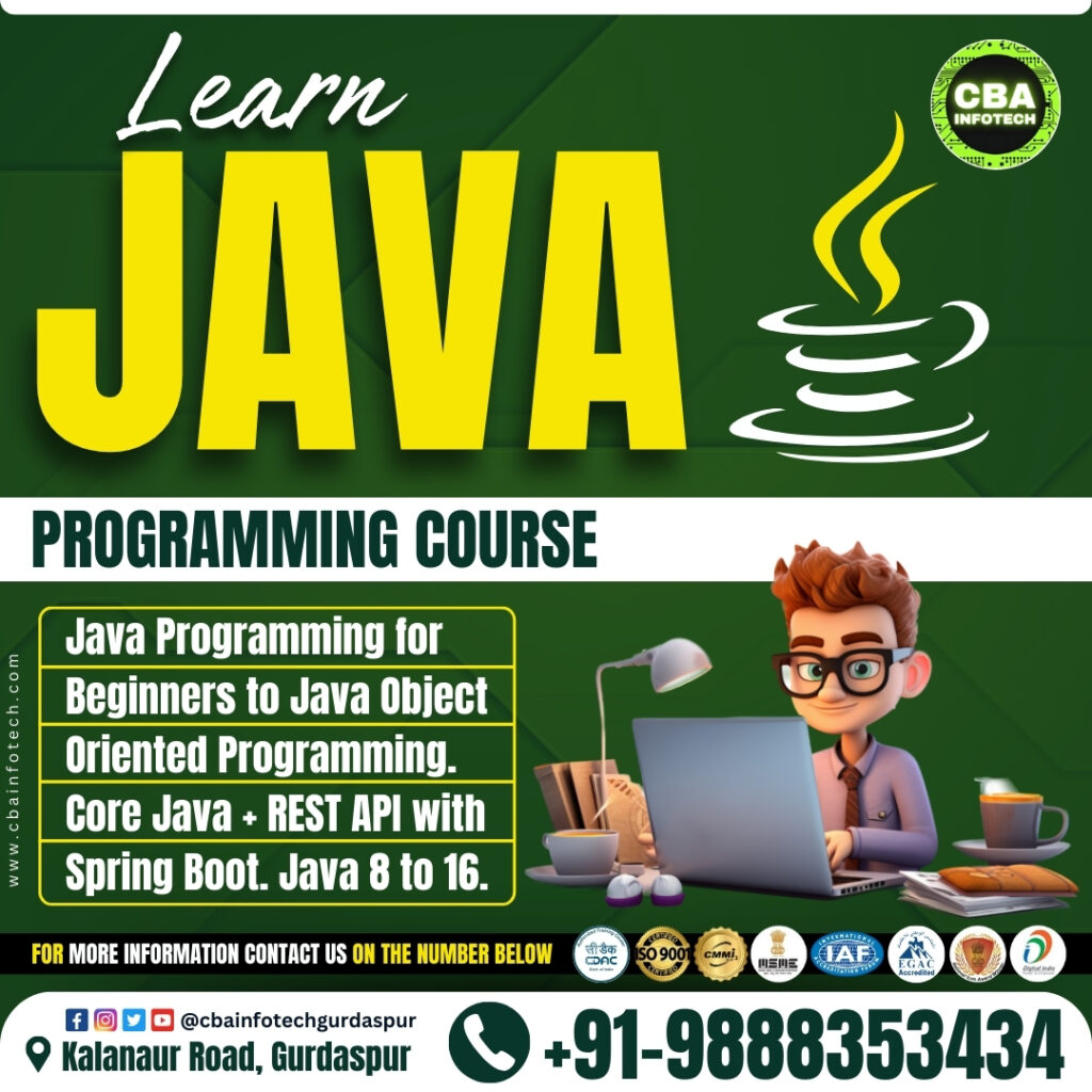 java training at cba infotech gurdaspur