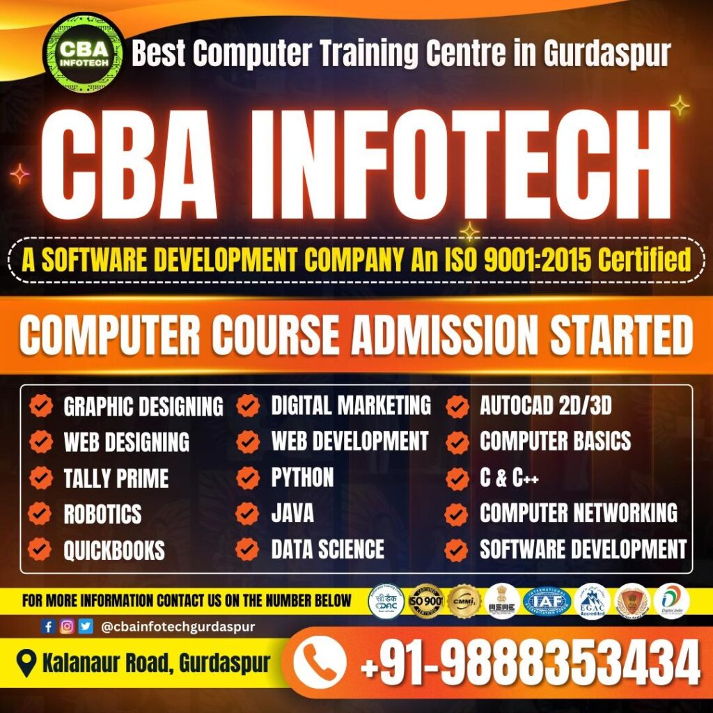 Top Computer Courses in Gurdaspur By CBA Infotech